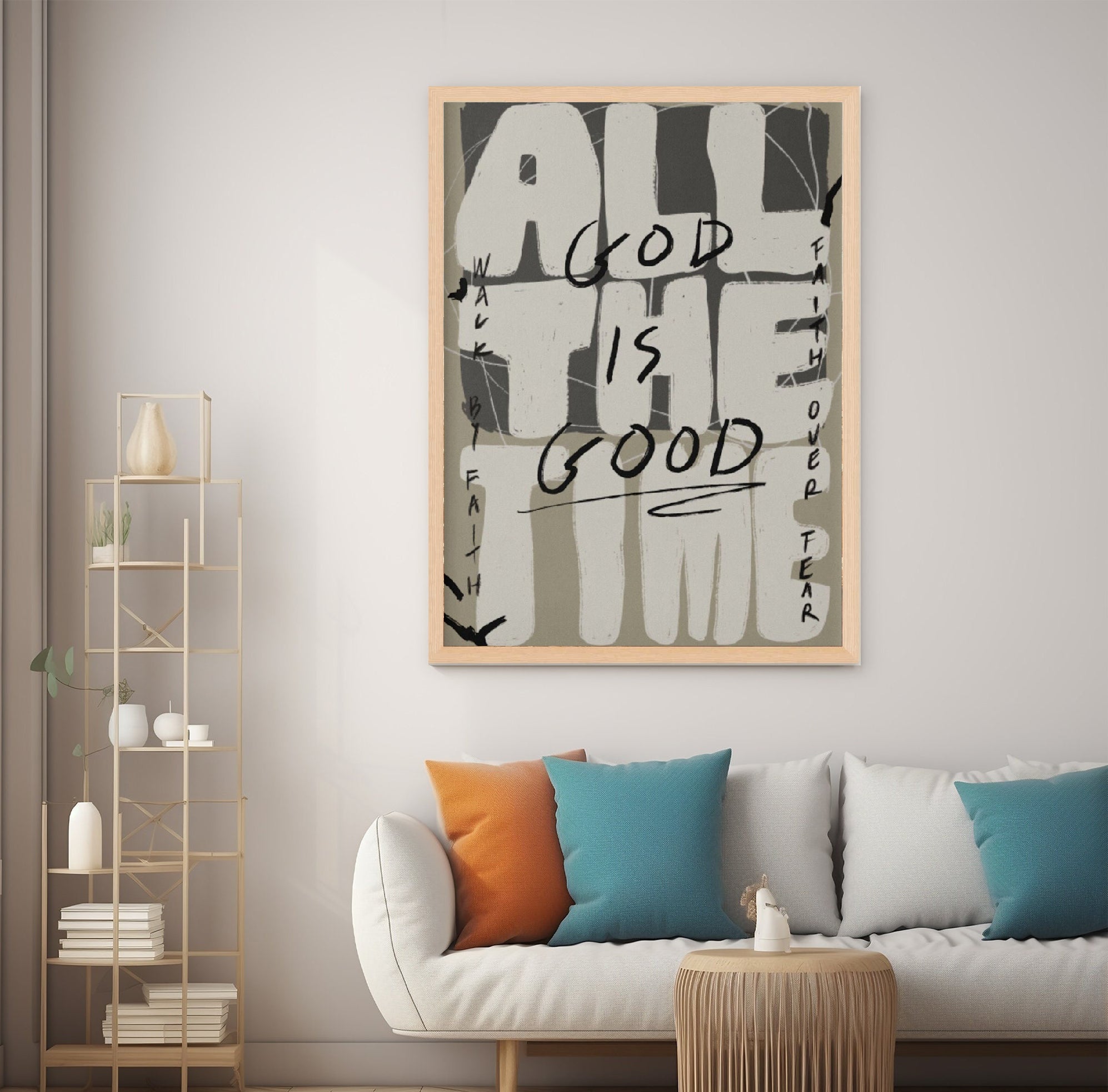 God Is Good All The Time Aesthetic Christian Poster, Modern Christian Poster, Neutral Trendy Christian Poster, Retro Christian Quote Poster